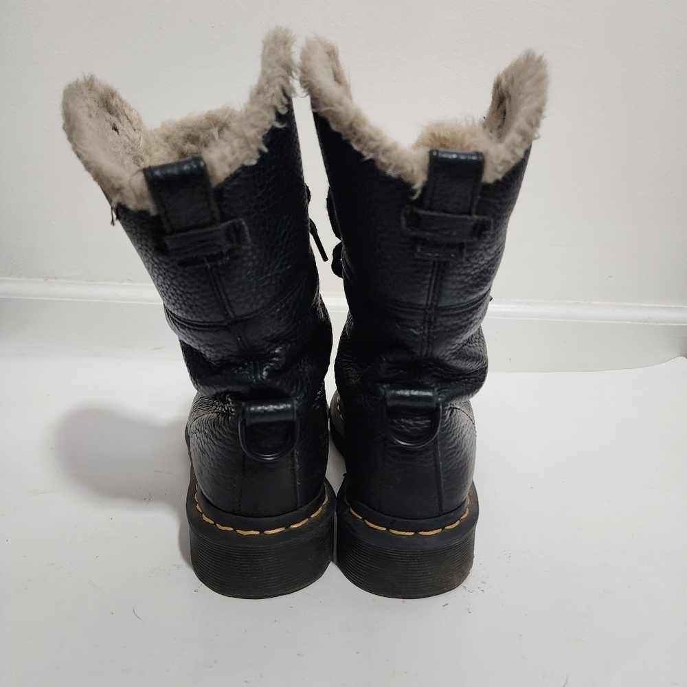 Dr Martens The Original Black Faux Fur High Top Laced Combat Boots Air cushion - Picture 8 of 15